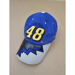 NASCAR 48 Racing Adjustable Strap Hat Baseball Cap Checkered Flags Decal